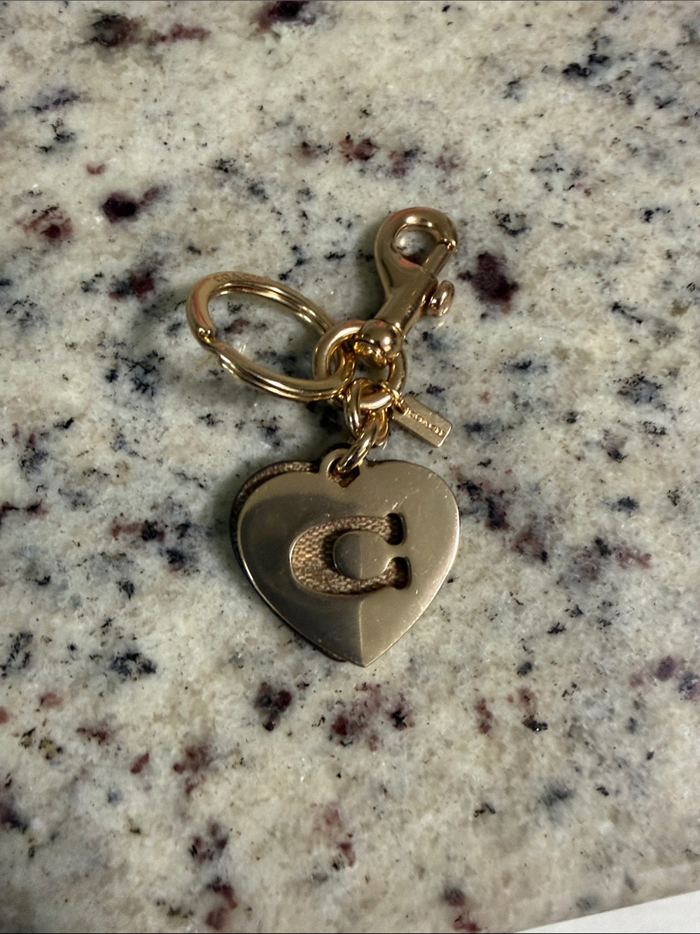 Coach Gold Heart C Charm Keyring